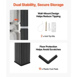 VEVOR Storage Shelves, 5-Tier Adjustable, 2000 lbs Capacity, Heavy Duty Garage Storage Shelving Unit, Metal Utility Rack Shelf, for Kitchen Pantry Basement Bathroom, 28.35