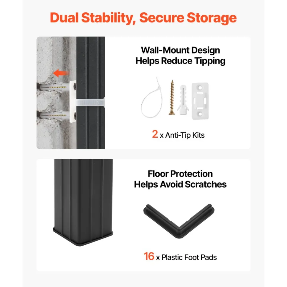 VEVOR Storage Shelves, 5-Tier Adjustable, 2000 lbs Capacity, Heavy Duty Garage Storage Shelving Unit, Metal Utility Rack Shelf, for Kitchen Pantry Basement Bathroom, 28.35" W x 12.17" D x 59.84" H