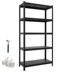 VEVOR Storage Shelves, 5-Tier Adjustable, 2000 lbs Capacity, Heavy Duty Garage Storage Shelving Unit, Metal Utility Rack Shelf, for Kitchen Pantry Basement Bathroom, 28.35