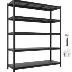 VEVOR Storage Shelves, 5-Tier Adjustable, 3000 lbs Capacity, Heavy Duty Garage Storage Shelving Unit, Metal Utility Rack Shelf, for Garage Workshop Warehouse Basement, 59.49" W x 20.55" D x 71.38" H