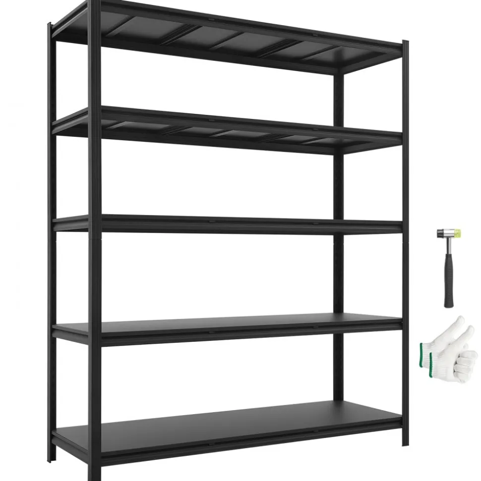 VEVOR Storage Shelves, 5-Tier Adjustable, 3000 lbs Capacity, Heavy Duty Garage Storage Shelving Unit, Metal Utility Rack Shelf, for Garage Workshop Warehouse Basement, 59.49" W x 20.55" D x 71.38" H