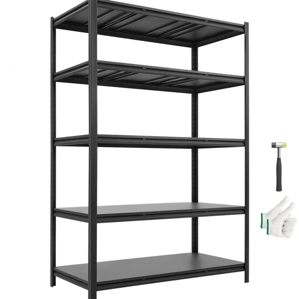 VEVOR Storage Shelves, 5-Tier Adjustable, 3000 lbs Capacity, Heavy Duty Garage Storage Shelving Unit, Metal Utility Rack Shelf, for Garage Workshop Warehouse Basement, 48.43" W x 24.53" D x 71.38" H
