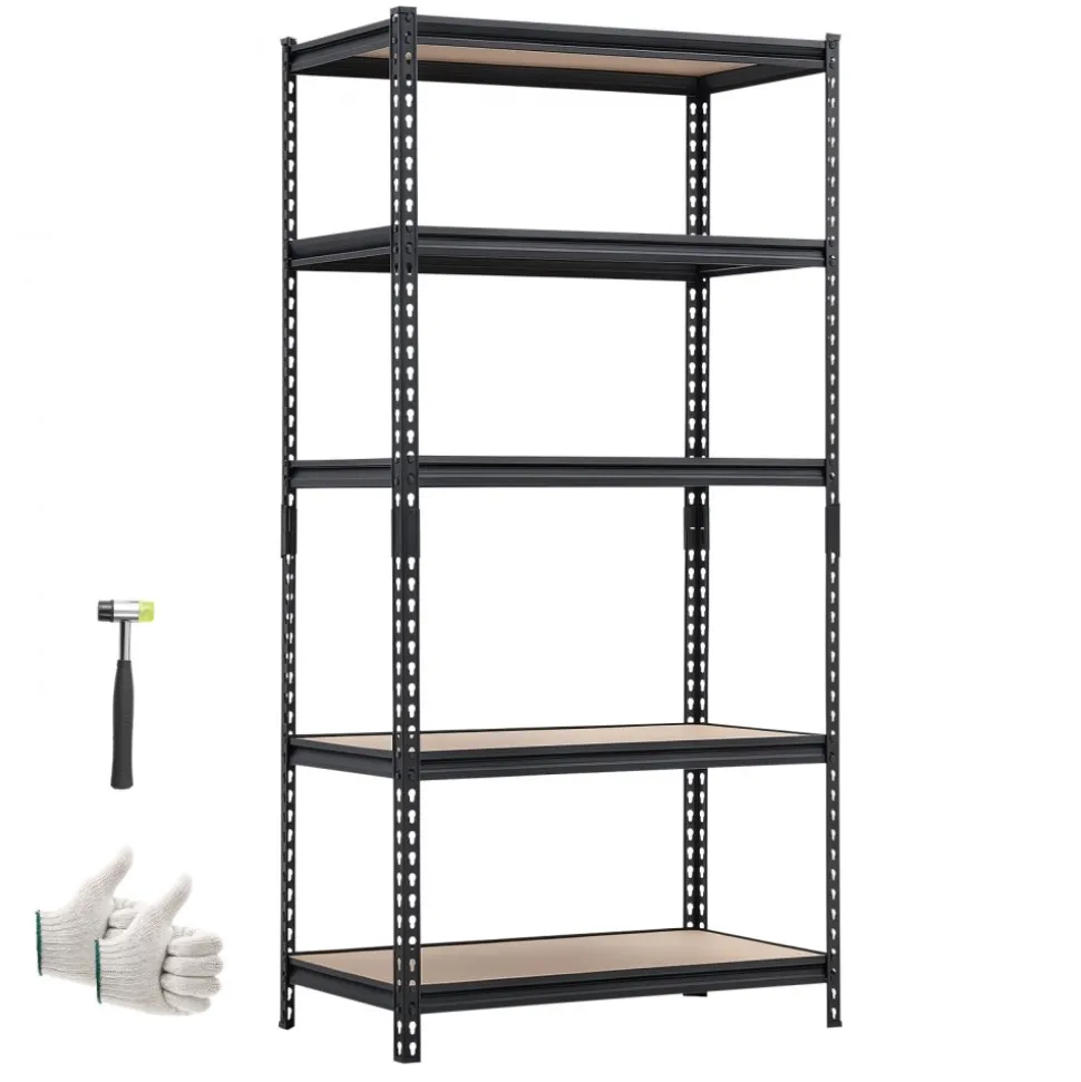 VEVOR Storage Shelves, 5-Tier Adjustable, 2000 lbs Capacity, Heavy Duty Garage Storage Shelving Unit, Metal Utility Rack Shelf, for Garage Warehouse Basement Kitchen, 36.34" W x 18.07" D x 71.38" H