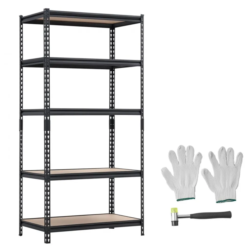 VEVOR Storage Shelves, 5-Tier Adjustable, 2000 lbs Capacity, Heavy Duty Garage Storage Shelving Unit, Metal Utility Rack Shelf, for Garage Warehouse Basement Kitchen, 36.34" W x 18.07" D x 71.38" H