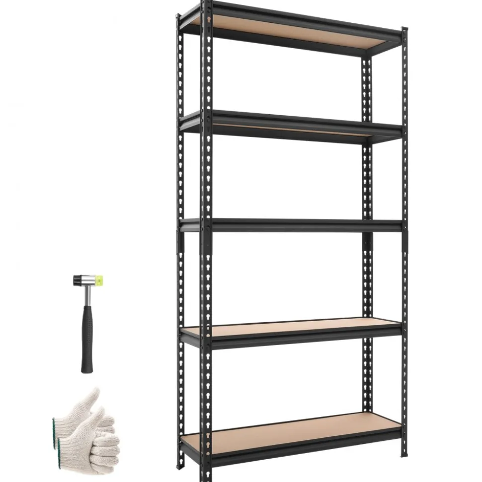 VEVOR Storage Shelves, 5-Tier Adjustable, 3000 lbs Capacity, Heavy Duty Garage Storage Shelving Unit, Metal Utility Rack Shelf, for Kitchen Pantry Basement Bathroom, 36.34" W x 12.17" D x 71.38" H