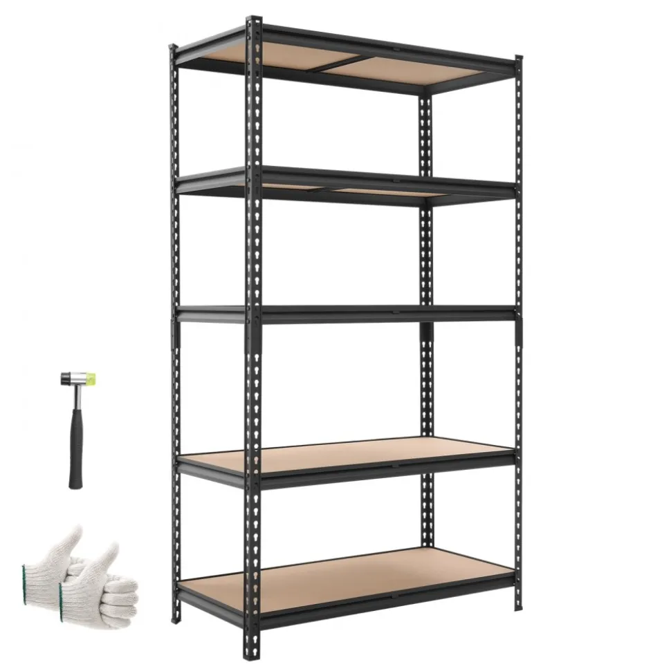 VEVOR Storage Shelves, 5-Tier Adjustable, 2500 lbs Capacity, Heavy Duty Garage Storage Shelving Unit, Metal Utility Rack Shelf, for Garage Warehouse Basement Kitchen, 40.35" W x 20.35" D x 71.38" H