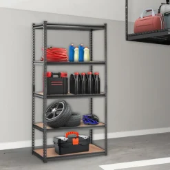 VEVOR Storage Shelving Unit, 5-Tier Adjustable, 2000 lbs Capacity, Heavy Duty Garage Shelves Metal Organizer Utility Rack, Black, 35