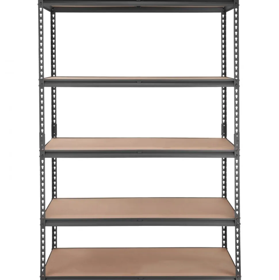 VEVOR Storage Shelving Unit, 5-Tier Adjustable, 2000 lbs Capacity, Heavy Duty Garage Shelves Metal Organizer Utility Rack, Black, 18" D x 48" W x 72" H for Kitchen Pantry Basement Bathroom Laundry