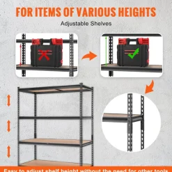 VEVOR Storage Shelving Unit, 5-Tier Adjustable, 2000 lbs Capacity, Heavy Duty Garage Shelves Metal Organizer Utility Rack, Black, 18