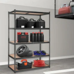 VEVOR Storage Shelving Unit, 5-Tier Adjustable, 2000 lbs Capacity, Heavy Duty Garage Shelves Metal Organizer Utility Rack, Black, 18