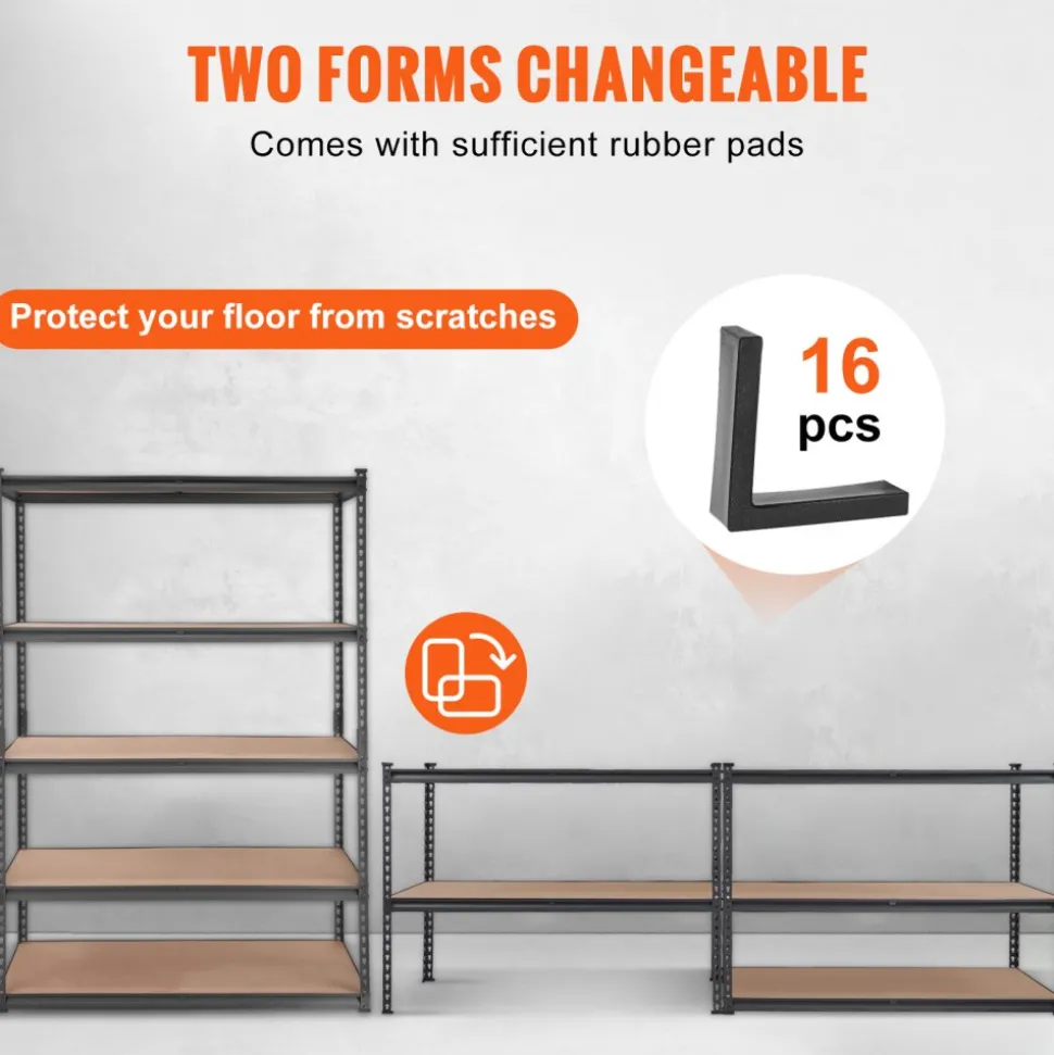 VEVOR Storage Shelving Unit, 5-Tier Adjustable, 2000 lbs Capacity, Heavy Duty Garage Shelves Metal Organizer Utility Rack, Black, 18" D x 48" W x 72" H for Kitchen Pantry Basement Bathroom Laundry