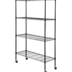 VEVOR Storage Shelving Unit with Wheels, 4-Tier Adjustable, 700 lbs Capacity, Heavy Duty Garage Shelves Metal Organizer Wire Rack, Black, 47.2