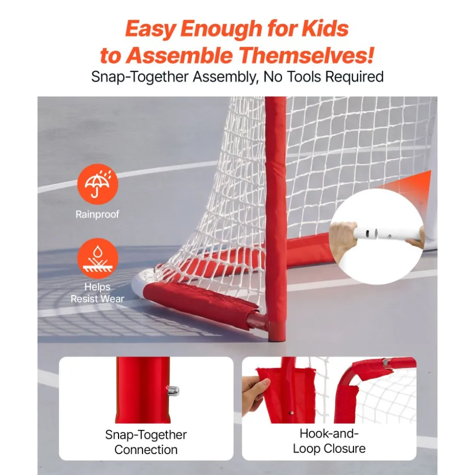 VEVOR Street Hockey Goal, Heavy-Duty Steel Street + Roller Hockey Nets, Durable Hockey Net for Indoor Outdoor Use, Lightweight Portable Training, Easy Assembly for Backyard Park Garage, 55.9 x 44.5 in