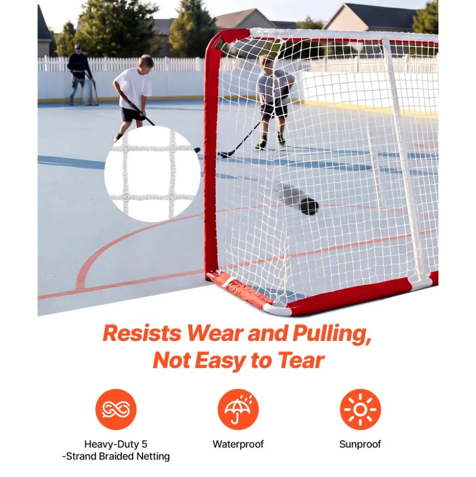 VEVOR Street Hockey Goal, Heavy-Duty Steel Street + Roller Hockey Nets, Durable Hockey Net for Indoor Outdoor Use, Lightweight Portable Training, Easy Assembly for Backyard Park Garage, 55.9 x 44.5 in