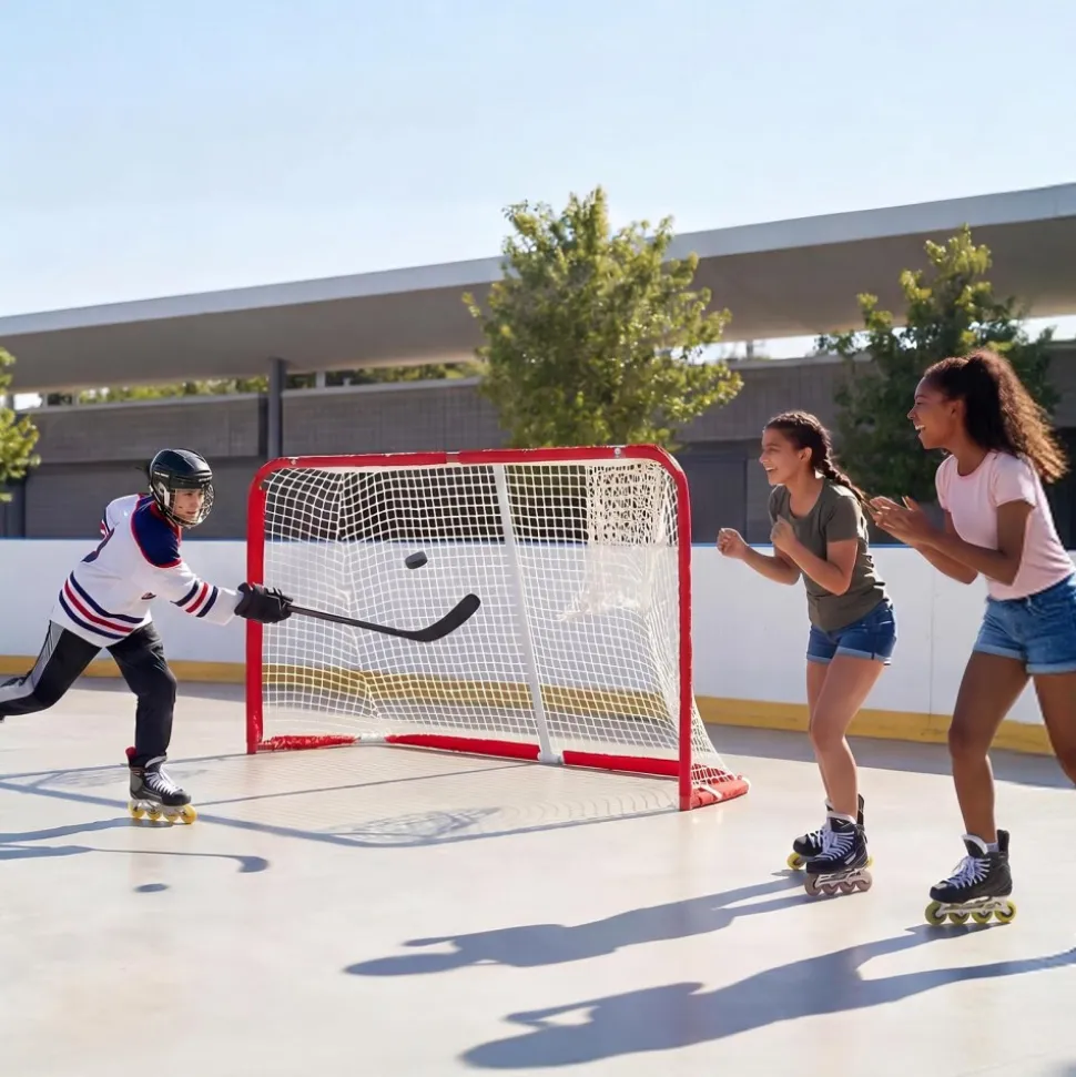 VEVOR Street Hockey Goal, Heavy-Duty Steel Street + Roller Hockey Nets, Durable Hockey Net for Indoor Outdoor Use, Lightweight Portable Training, Easy Assembly for Backyard Park Garage, 55.9 x 44.5 in