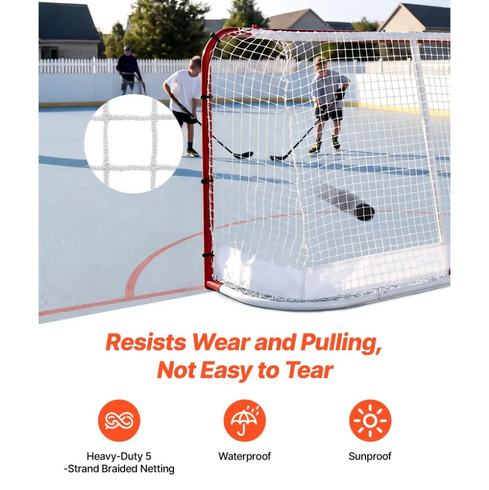 VEVOR Street Hockey Goal, Heavy-Duty Steel Street + Roller Hockey Nets, Durable Hockey Net for Indoor Outdoor Use, Lightweight Portable Training, Easy Assembly for Backyard Park Garage, 72 x 48 in