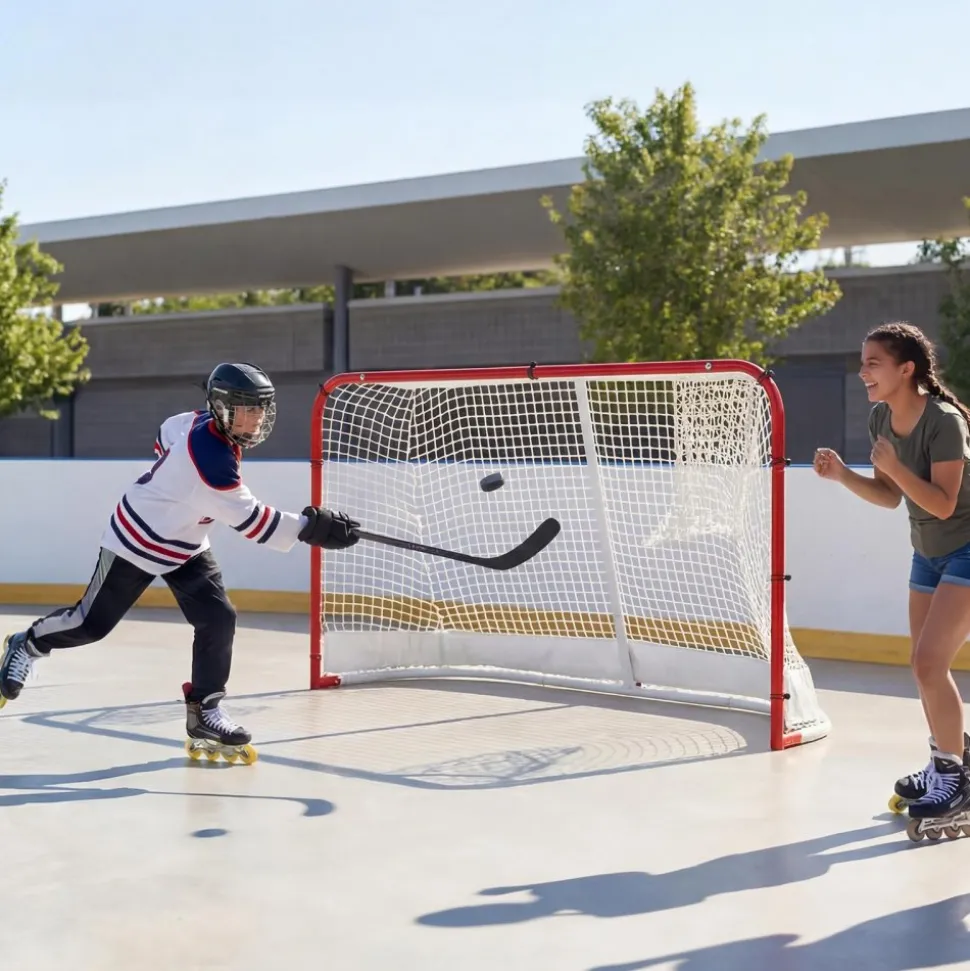VEVOR Street Hockey Goal, Heavy-Duty Steel Street + Roller Hockey Nets, Durable Hockey Net for Indoor Outdoor Use, Lightweight Portable Training, Easy Assembly for Backyard Park Garage, 72 x 48 in