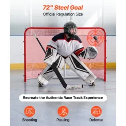 VEVOR Street Hockey Goal, Heavy-Duty Steel Street + Roller Hockey Nets, Durable Hockey Net for Indoor Outdoor Use, Lightweight Portable Training, Easy Assembly for Backyard Park Garage, 72 x 48 in