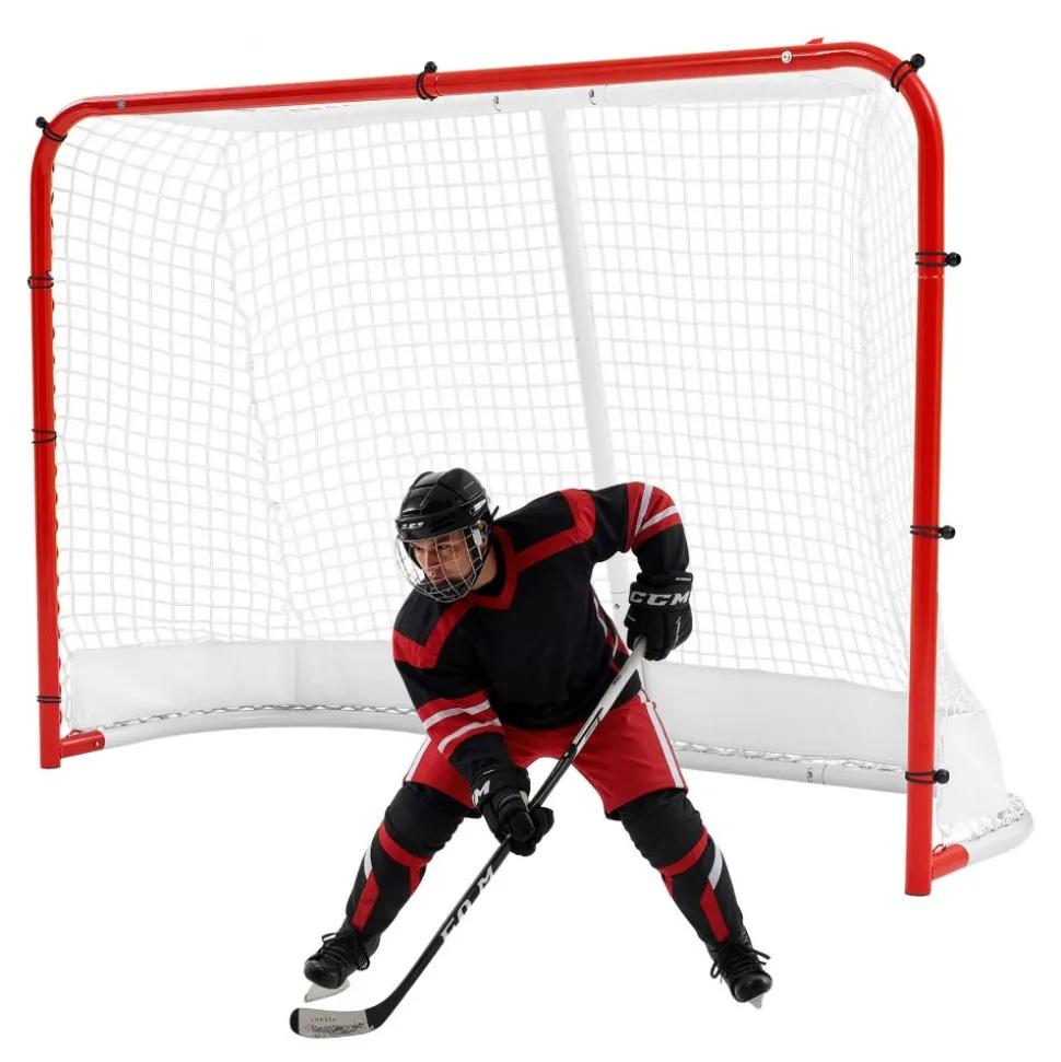 VEVOR Street Hockey Goal, Heavy-Duty Steel Street + Roller Hockey Nets, Durable Hockey Net for Indoor Outdoor Use, Lightweight Portable Training, Easy Assembly for Backyard Park Garage, 72 x 48 in