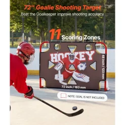 VEVOR Street Hockey Goalie Shooting Target, Shooter Tutor Ice Hockey Goal Practice Target, Tear-proof Premium Net with 11 Hole, Easy Attach Targets, Training Equipment for Practicing Shooting Accuracy