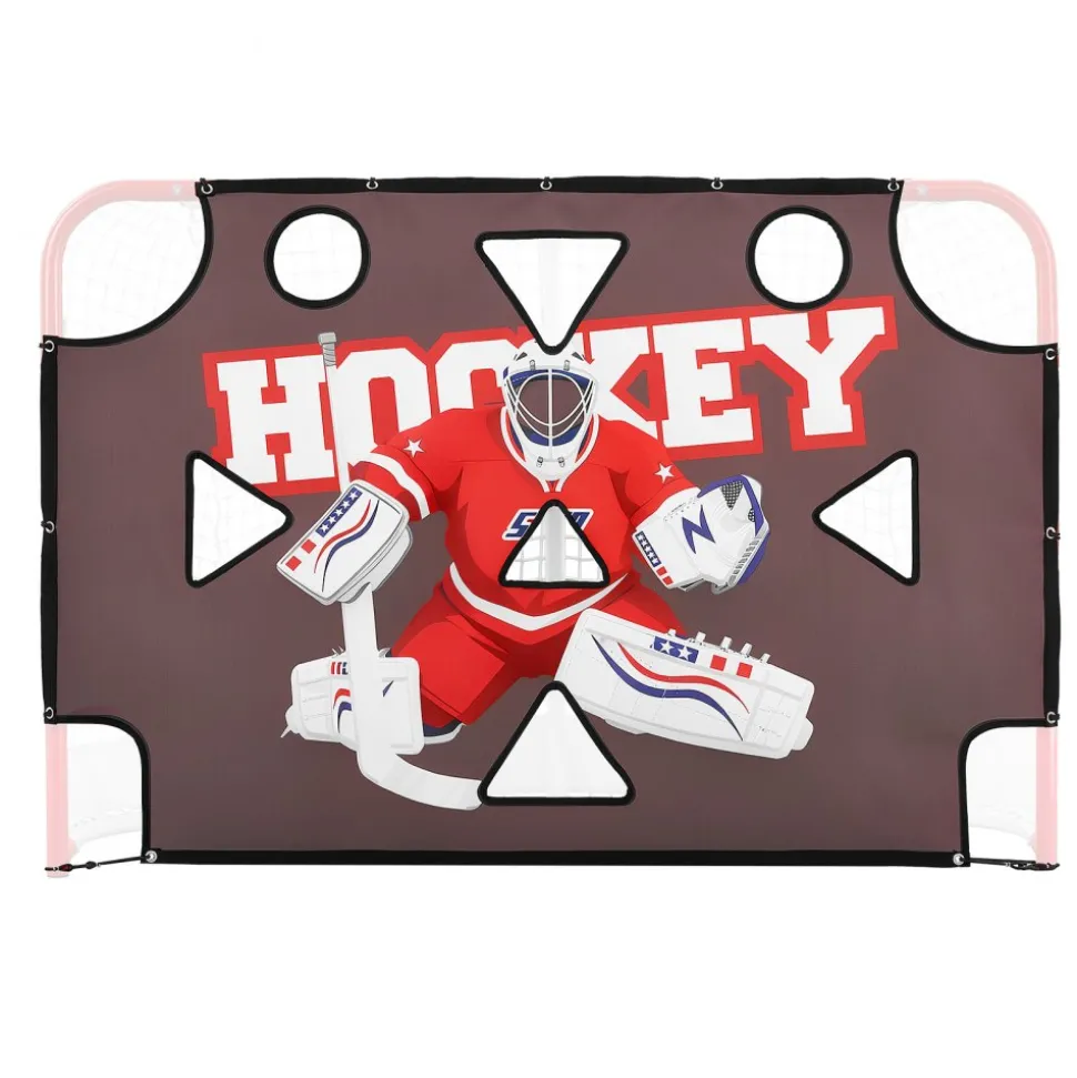 VEVOR Street Hockey Goalie Shooting Target, Shooter Tutor Ice Hockey Goal Practice Target, Tear-proof Premium Net with 11 Hole, Easy Attach Targets, Training Equipment for Practicing Shooting Accuracy