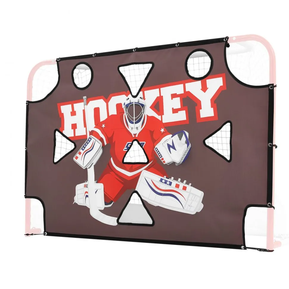 VEVOR Street Hockey Goalie Shooting Target, Shooter Tutor Ice Hockey Goal Practice Target, Tear-proof Premium Net with 11 Hole, Easy Attach Targets, Training Equipment for Practicing Shooting Accuracy