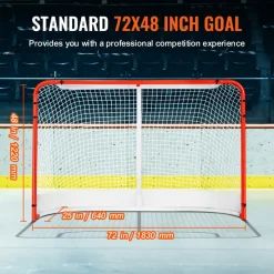 VEVOR Street Hockey Net, Indoor Outdoor Steel Hockey Goal, Official Regulation Pro Hockey Training Goal Set, Portable Hockey Goal with Net, Easy Assemble, 72