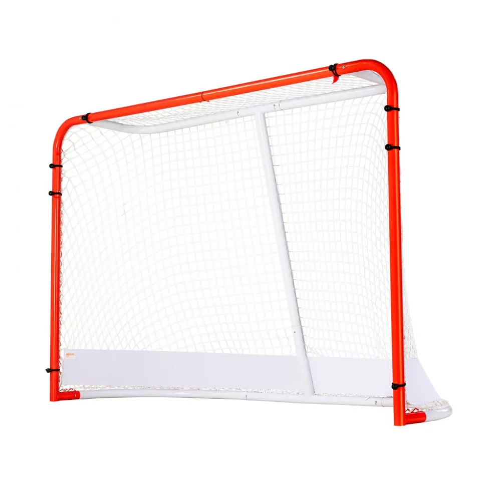 VEVOR Street Hockey Net, Indoor Outdoor Steel Hockey Goal, Official Regulation Pro Hockey Training Goal Set, Portable Hockey Goal with Net, Easy Assemble, 72" x 48", White/Red
