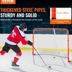 VEVOR Street Hockey Net, Indoor Outdoor Steel Hockey Goal, Official Regulation Pro Hockey Training Goal Set, Portable Hockey Goal with Net, Easy Assemble, 72
