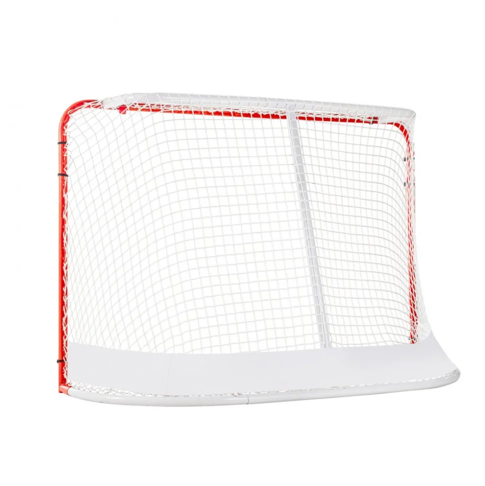 VEVOR Street Hockey Net, Indoor Outdoor Steel Hockey Goal, Official Regulation Pro Hockey Training Goal Set, Portable Hockey Goal with Net, Easy Assemble, 72" x 48", White/Red