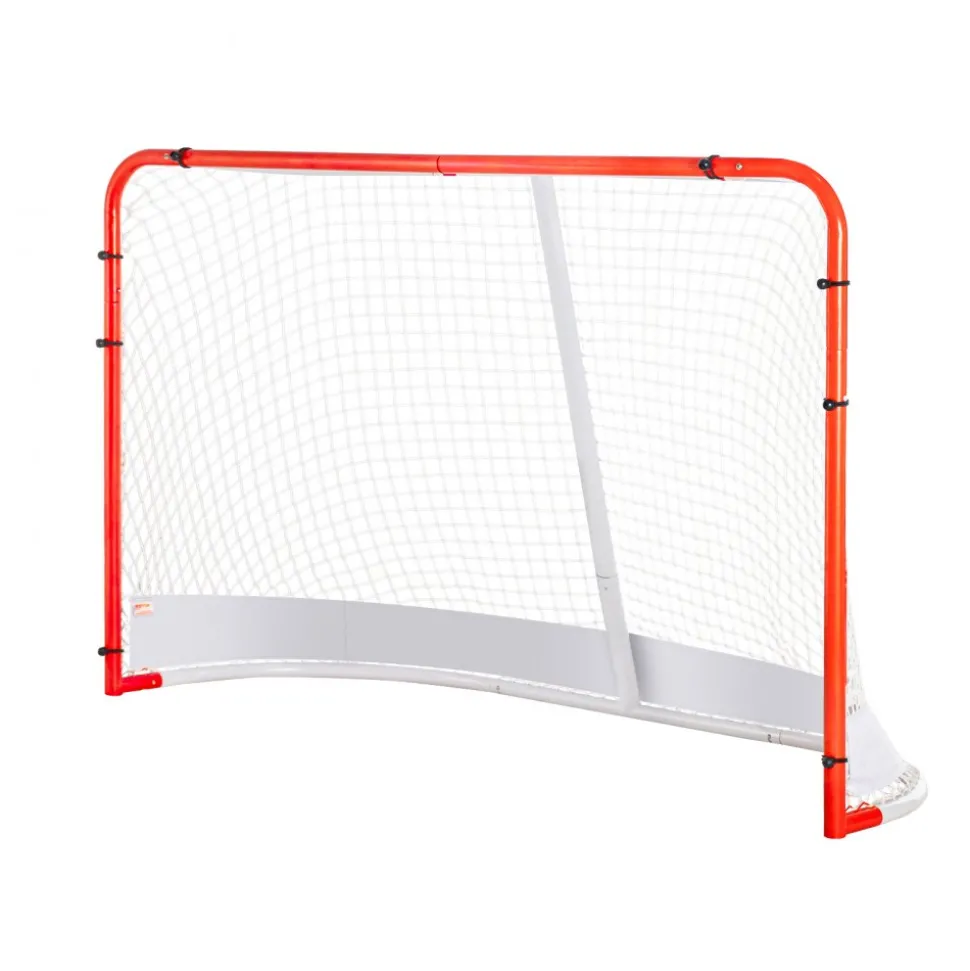 VEVOR Street Hockey Net, Indoor Outdoor Steel Hockey Goal, Official Regulation Pro Hockey Training Goal Set, Portable Hockey Goal with Net, Easy Assemble, 72" x 48", White/Red