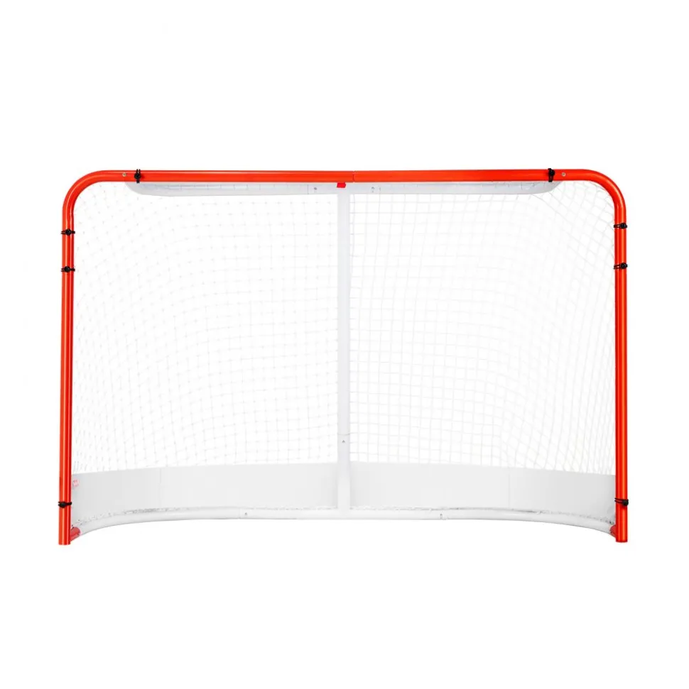 VEVOR Street Hockey Net, Indoor Outdoor Steel Hockey Goal, Official Regulation Pro Hockey Training Goal Set, Portable Hockey Goal with Net, Easy Assemble, 72" x 48", White/Red