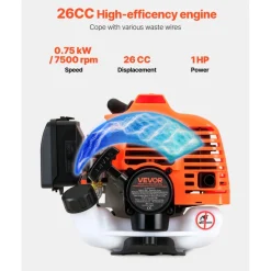 VEVOR String Trimmer, 26cc 2 in 1 Weed Wacker Gas Powered, 17