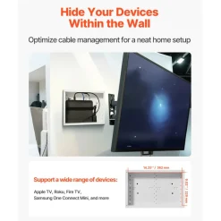 VEVOR Structured Media Enclosure, 9-Inch, Recessed in-Wall Media Box with Cover, Wall-Mount Cable Management Box Kit, Structured Wiring Multi-Media Cabinet, Cold-Rolled Steel, for TV Home Theater