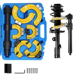 VEVOR Strut Spring Compressor Set, Macpherson Strut Spring Compressor Kit, Interchangeable Fork Strut Coil Extractor Remover Tool, with Yellow Protective Sleeve and Carrying Case