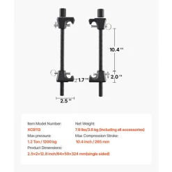VEVOR Strut Spring Compressor, 2 Pack, Heavy Duty Coil Spring Compressor Tool with 10.4 Inches(256 mm) Range, Compatible with 0.86 inches(22 mm) Hex Sockets, Fit for Car Truck Motorcycle, Black