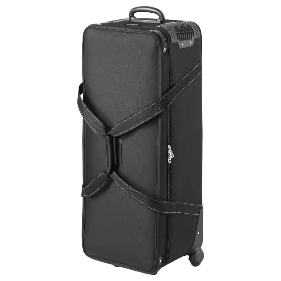 VEVOR Studio Equipment Trolley Case, 39.37 x 14.96 x 12.60 in / 100 x 38 x 32 cm, Rolling Camera Bag, Carrying Bag with Wheels Straps Padded Compartment Handle, for Light Stands, Tripods, Telescopes
