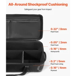VEVOR Studio Equipment Trolley Case, 39.37 x 14.96 x 12.60 in / 100 x 38 x 32 cm, Rolling Camera Bag, Carrying Bag with Wheels Straps Padded Compartment Handle, for Light Stands, Tripods, Telescopes