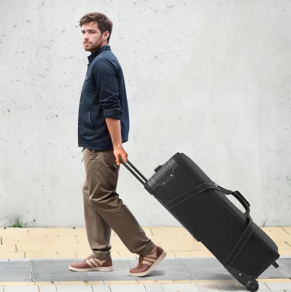 VEVOR Studio Equipment Trolley Case, 35.83 x 11.81 x 14 in / 91 x 30 x 35.5 cm, Rolling Camera Bag, Carrying Bag with Wheels Straps Padded Compartment Handle, for Light Stands, Tripods, Telescopes