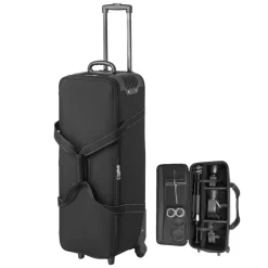 VEVOR Studio Equipment Trolley Case, 35.83 x 11.81 x 14 in / 91 x 30 x 35.5 cm, Rolling Camera Bag, Carrying Bag with Wheels Straps Padded Compartment Handle, for Light Stands, Tripods, Telescopes