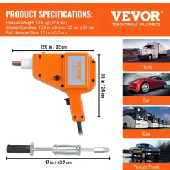 VEVOR Stud Welder Kit, 5500 Stud Welder Dent Repair Kit, 800VA Spot Welder Stud, 110V Welder Stud Kit, Stud Gun Dent Puller Kit with Complete Accessories, Dent Welder Repair for Auto Body Repairing