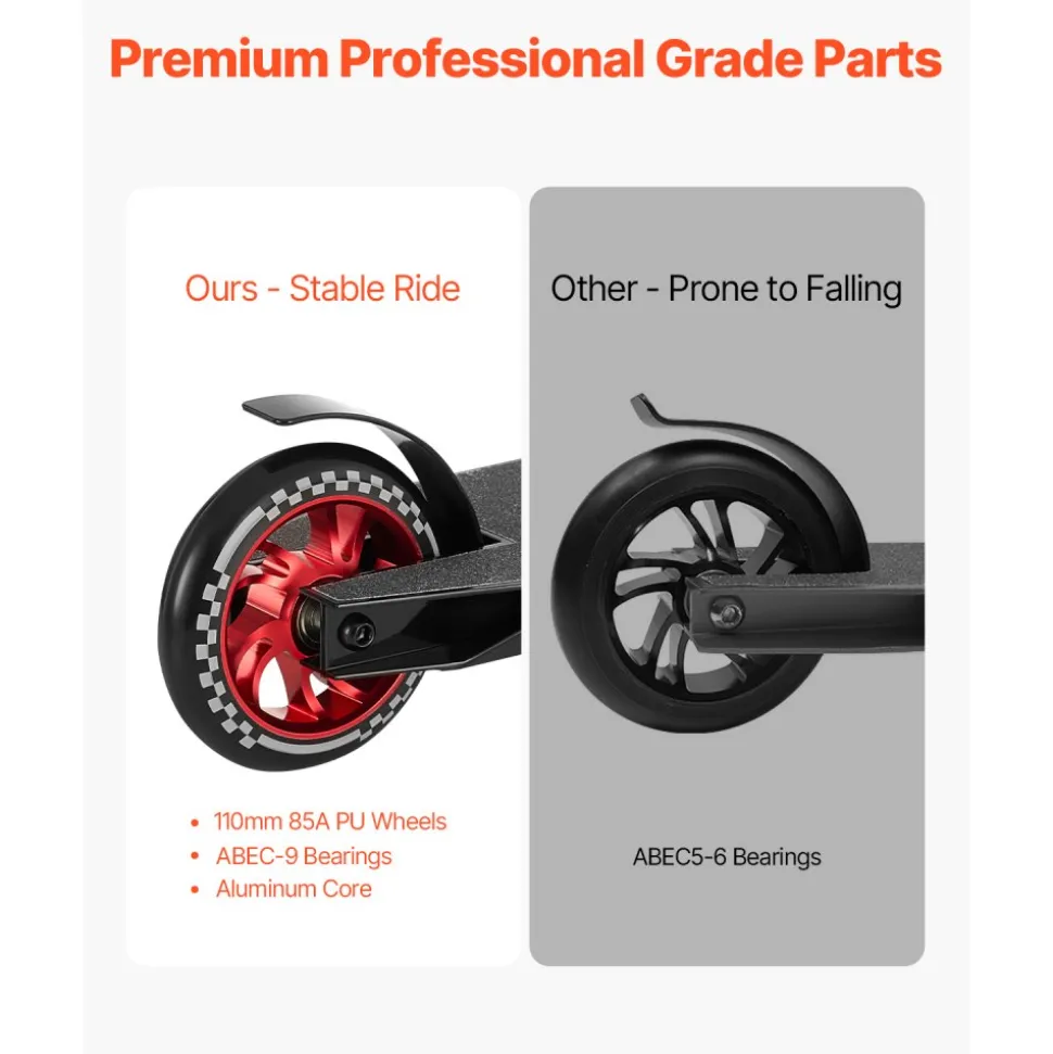 VEVOR Stunt Scooter, Pro Complete Trick Scooters for Kids Ages 11-13 Years, Teens, Adults, Boys, and Girls, Freestyle Street Rider for Intermediate and Beginner, Double Layer Lightweight Aluminum Deck