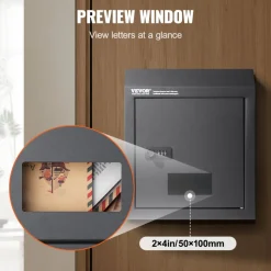VEVOR Sturdy Metal Key Locker, Combo Lock, Mountable on Wall, 12'', Charcoal Gray, Ensures Safe Keeping of Mail and Keys