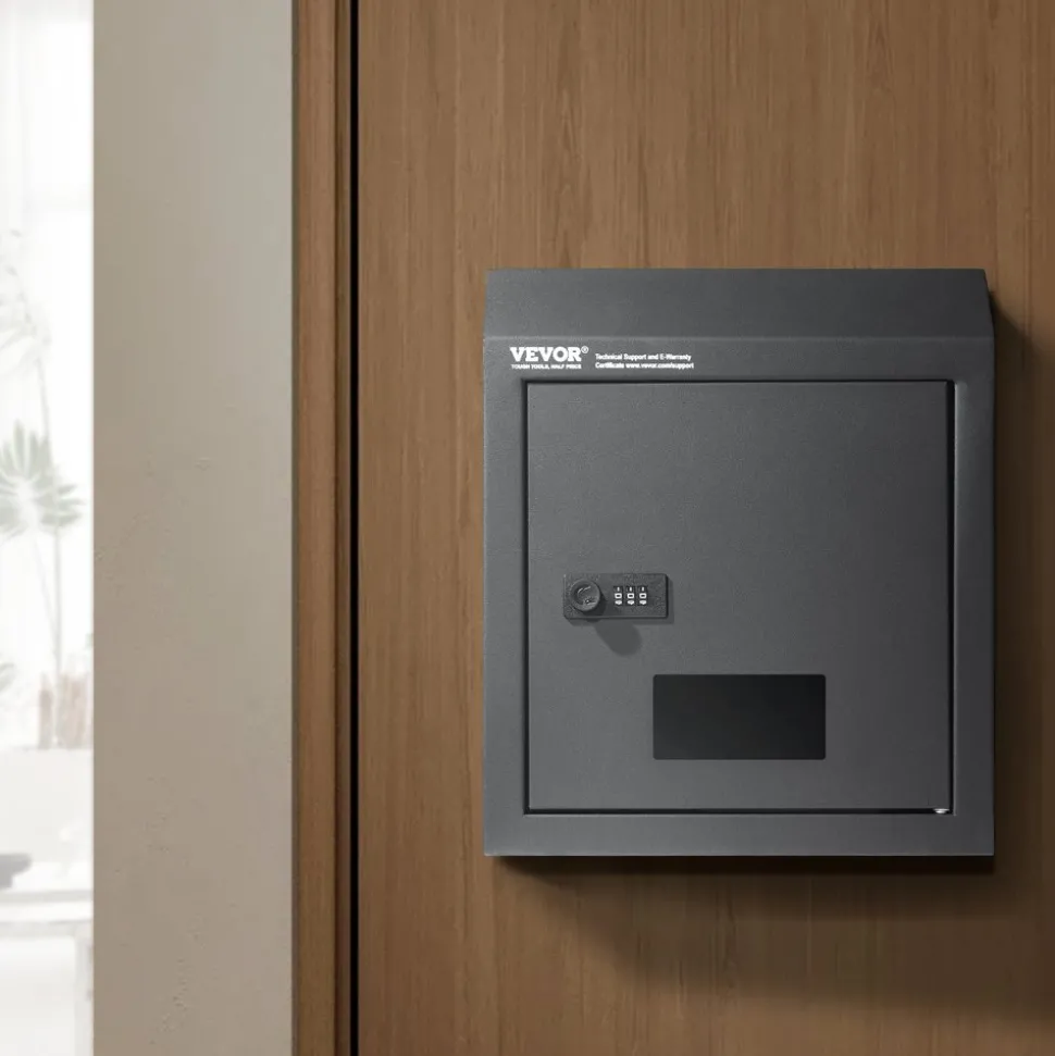 VEVOR Sturdy Metal Key Locker, Combo Lock, Mountable on Wall, 12'', Charcoal Gray, Ensures Safe Keeping of Mail and Keys