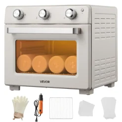 VEVOR Sublimation Oven Machine, 26 Qt, Fits 40oz Tumblers, with 1 Heat Air Gun, 50 Shrink Films, 1 Tape and 2 Heat Gloves, 360° Turbo Convection for Sublimation Blank Tumblers, Mugs, Bowls, Off-White