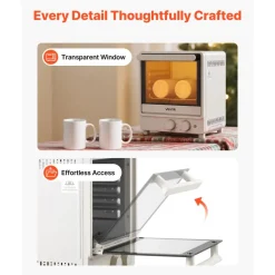 VEVOR Sublimation Oven Machine, 13 Qt, Fits 20oz Tumblers, with 1 Heat Air Gun, 50 Shrink Films, 1 Tape and 2 Heat Gloves, Oven for Sublimation Blank Tumblers, Mugs, Bowls, Off-White