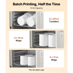 VEVOR Sublimation Oven Machine, 13 Qt, Fits 20oz Tumblers, with 1 Heat Air Gun, 50 Shrink Films, 1 Tape and 2 Heat Gloves, Oven for Sublimation Blank Tumblers, Mugs, Bowls, Off-White