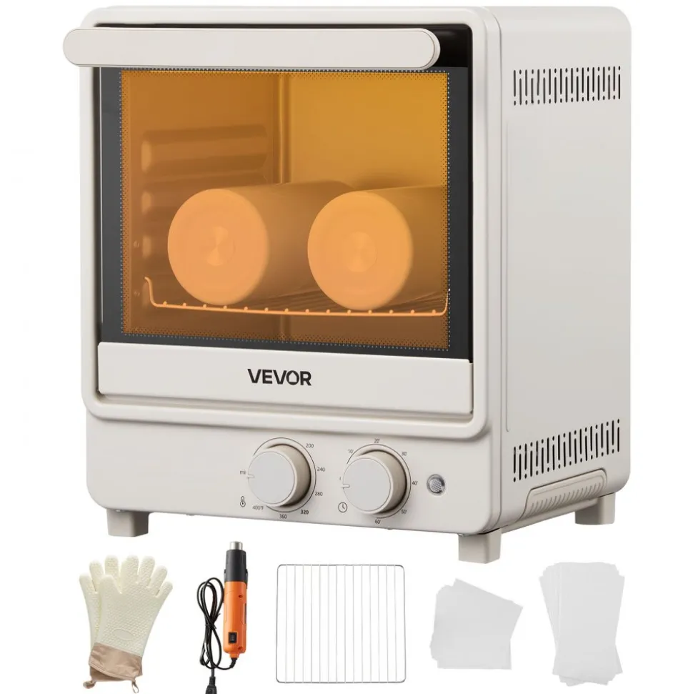 VEVOR Sublimation Oven Machine, 13 Qt, Fits 20oz Tumblers, with 1 Heat Air Gun, 50 Shrink Films, 1 Tape and 2 Heat Gloves, Oven for Sublimation Blank Tumblers, Mugs, Bowls, Off-White