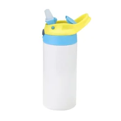 VEVOR Sublimation Tumblers, 12 Pack, 12 oz Kids Sublimation Water Bottles, Food-Grade Stainless Steel Cups with Lids and Straws, Double Wall Insulated Tumbler Blank, for DIY Personalized Customization