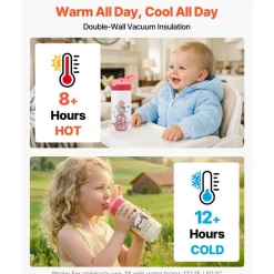 VEVOR Sublimation Tumblers, 12 Pack, 12 oz Kids Sublimation Water Bottles, Food-Grade Stainless Steel Cups with Lids and Straws, Double Wall Insulated Tumbler Blank, for DIY Personalized Customization